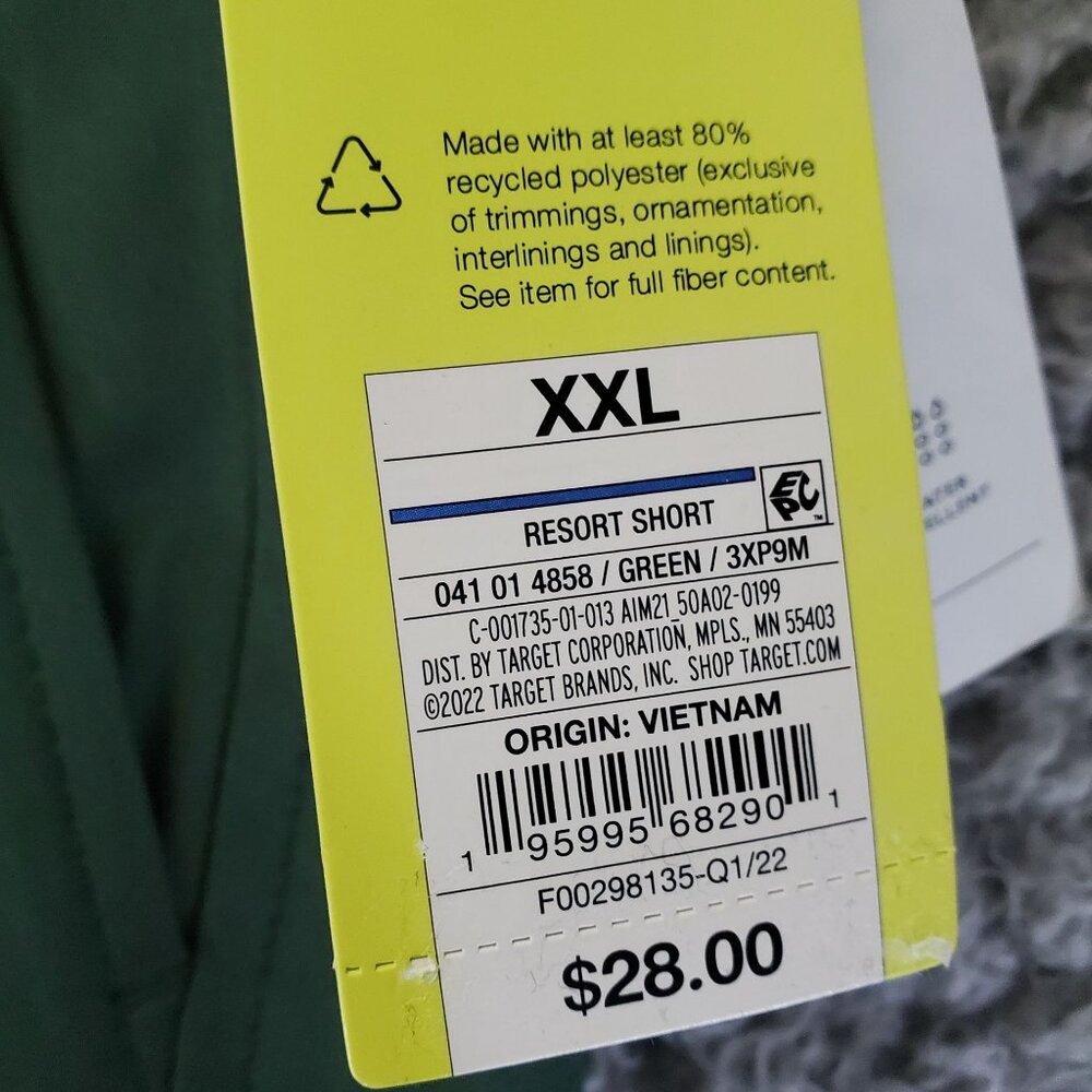 All In Motion Shorts Mens XXL Green Stretch Resort Moisture-Wicking *NWT* - Picture 2 of 11